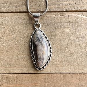 Crazy Lace Agate Pendant Necklace in 925 Sterling on 18" Silver Snake Chain #010